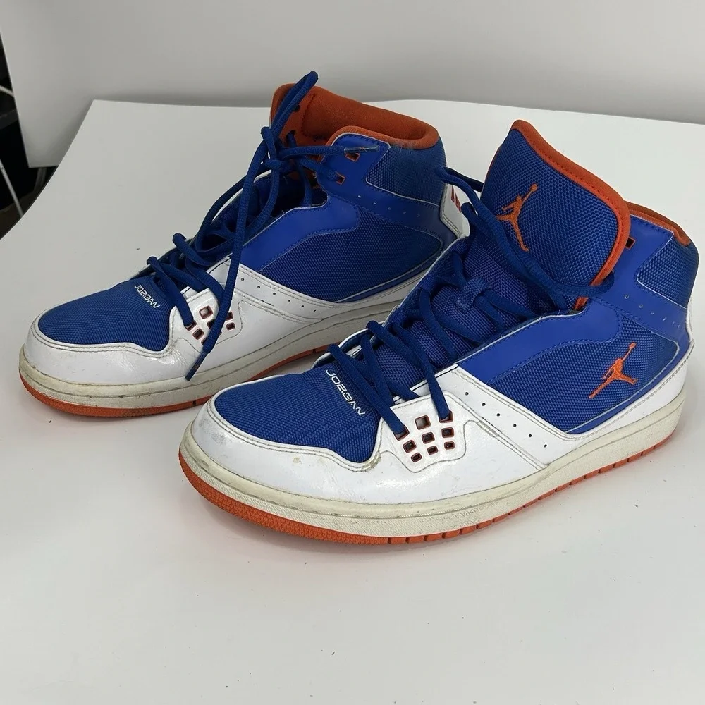 Nike Air Jordan 1 Flight Mid Sneaker Men 10.5 Blue Orange White Basketball Retro